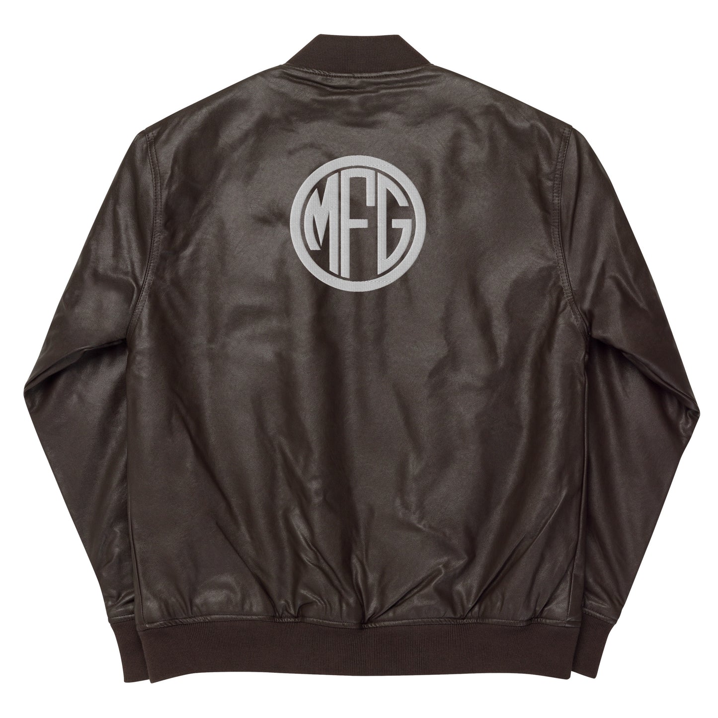 MFG Logo Leather Bomber Jacket