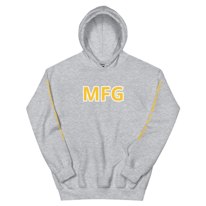 MFG Jaune Lettres Contour Blanc Sweat à Capuche