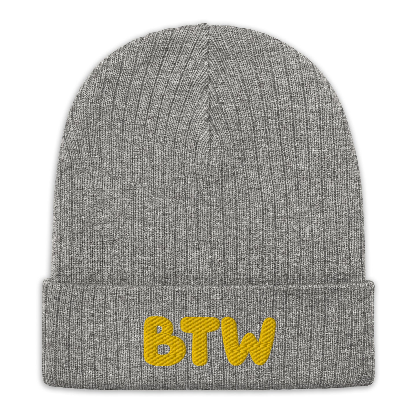 Gold BTW Ribbed knit beanie