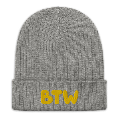 Gold BTW Ribbed knit beanie